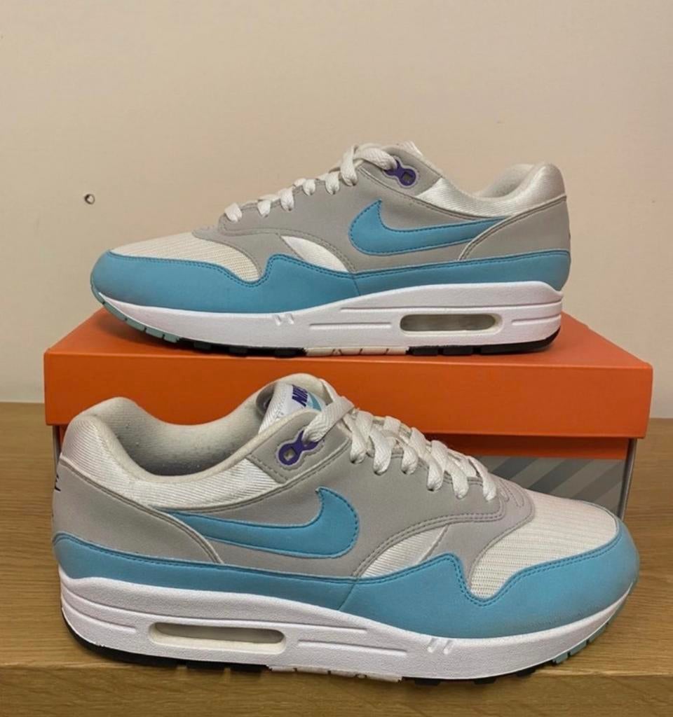 Nike Air Max 1 Anniversary Aqua 44, Blauw, Ophalen of Verzenden, Sneakers of Gympen, Zo goed als nieuw