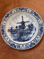 Blauw Delfts Wandbord - Molenlandschap Handgeschilderd, Ophalen of Verzenden