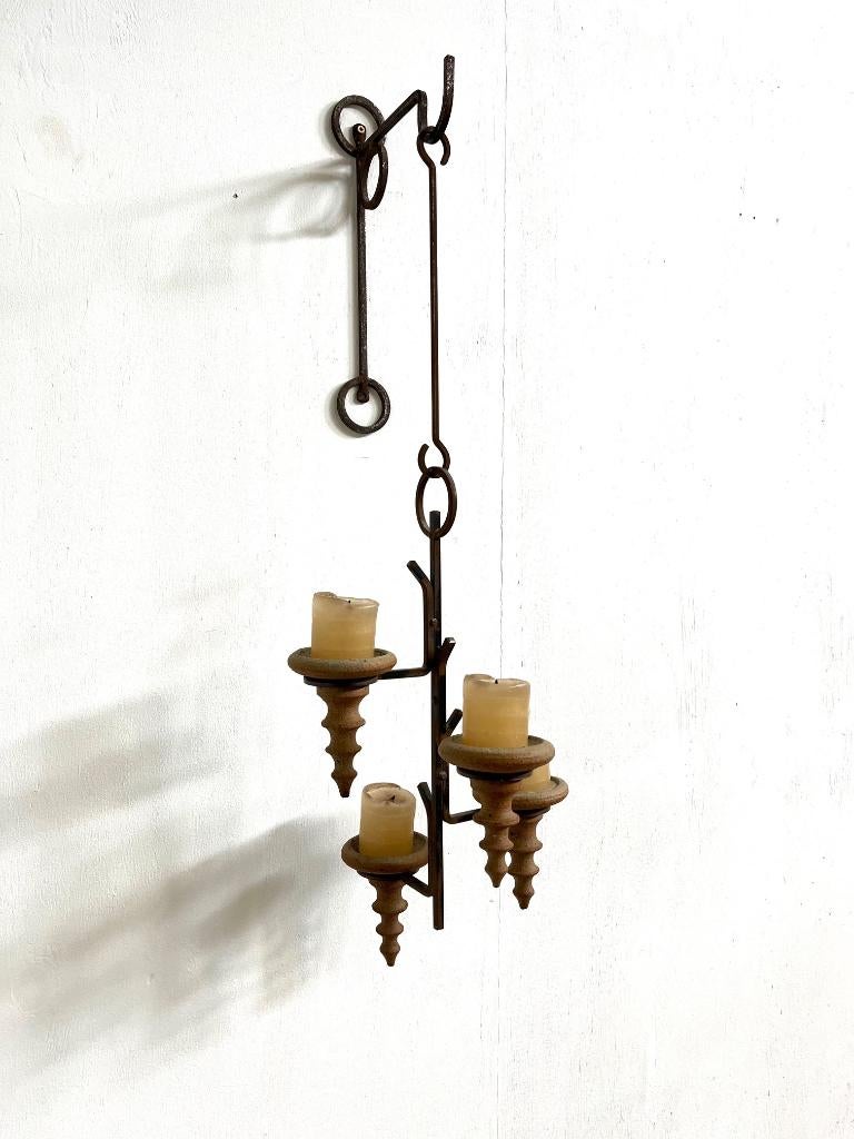 brutalistische wand kandelaar,Tromberg Denemarken, jaren 60, Ophalen of Verzenden, Gebruikt, Metaal, Minder dan 25 cm