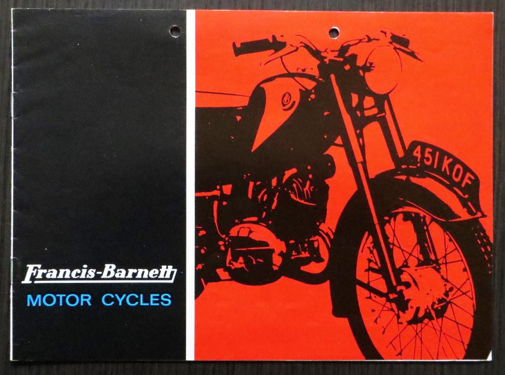 Folder Francis-Barnett Motorcycles 1965 - 8 blz (Engels), Verzenden, Overige merken