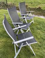 3 Tuinstoelen. Inklapbaar. 6 standen, Ophalen, Gebruikt, Aluminium, Verstelbaar