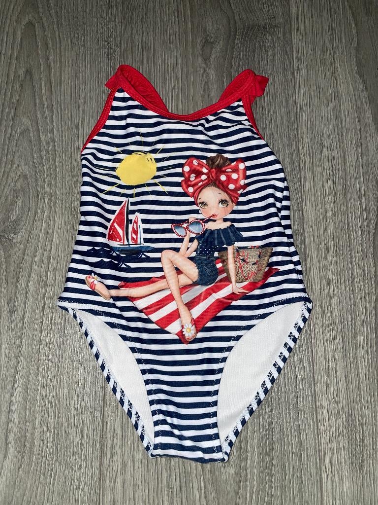 Mayoral meisjes gestreepte badpak ruffles mt 92, Mayoral, Meisje, Sport- of Zwemkleding, Ophalen of Verzenden