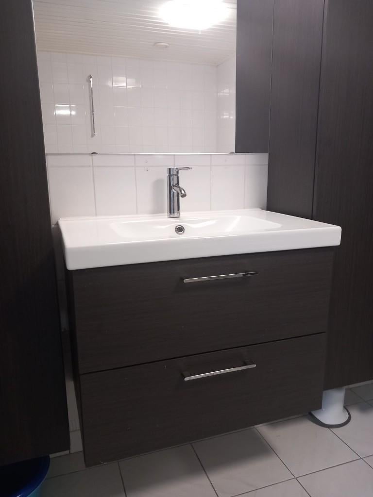 Nieuw: IKEA wastafel met wastafelkast, wandlamp en kraan, Ophalen, Nieuw, Steen, Wastafel