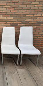 2 leren eetkamerstoelen, Ophalen, Gebruikt, Twee, Wit