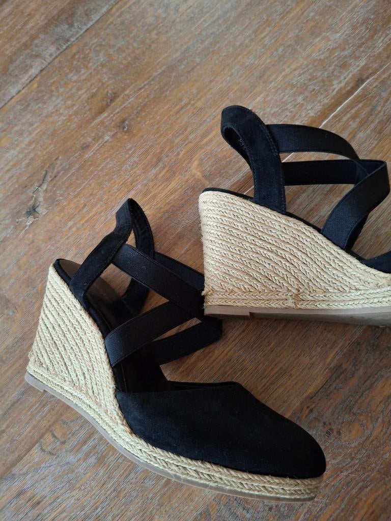 Graceland sleehakken van stro, zwart, maat 40 - z.g.a.n., Zwart, Ophalen of Verzenden, Zo goed als nieuw, Graceland