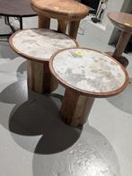 BIJZETTAFELSET MET NATUURSTEEN BLAD NIEUW STERK AFGEPRIJSD, Overige materialen, Minder dan 55 cm, MODERN, Rond