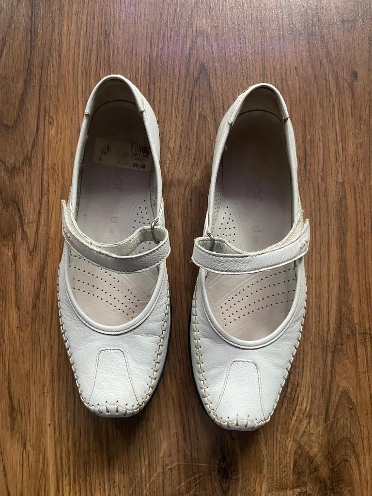 Echte leren ballerina's van GABOR MAAT 39, Wit, Gabor, Zo goed als nieuw, Ballerina's