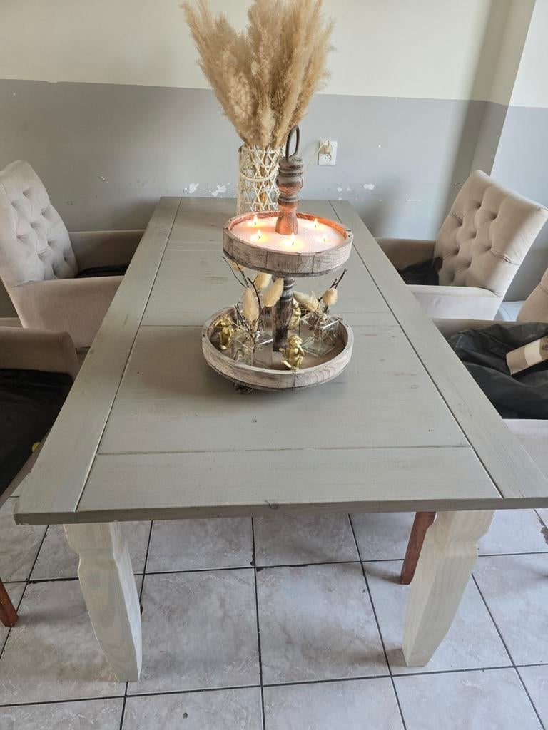 Eettafel Mexicaans grenen white/grey wash 180x90cm, Huis en Inrichting, Tafels | Eettafels, Ophalen of Verzenden