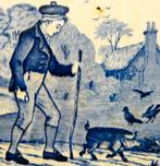 Wedgwood tegel met een Truffeljager en zijn varken truffel, Ophalen of Verzenden