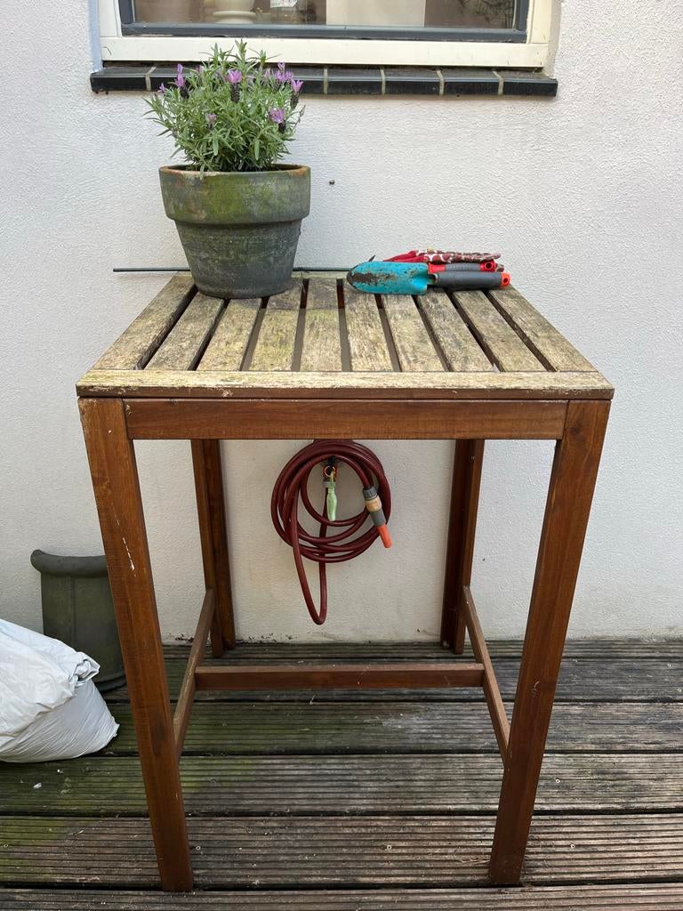 Gratis af te halen: IKEA Applaro bartafel met 2 stoelen, Ophalen, Gebruikt, Vierkant, Hout