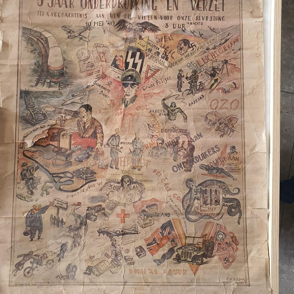 5 Jaar Onderdrukking en Verzet poster, Verzamelen, Ophalen