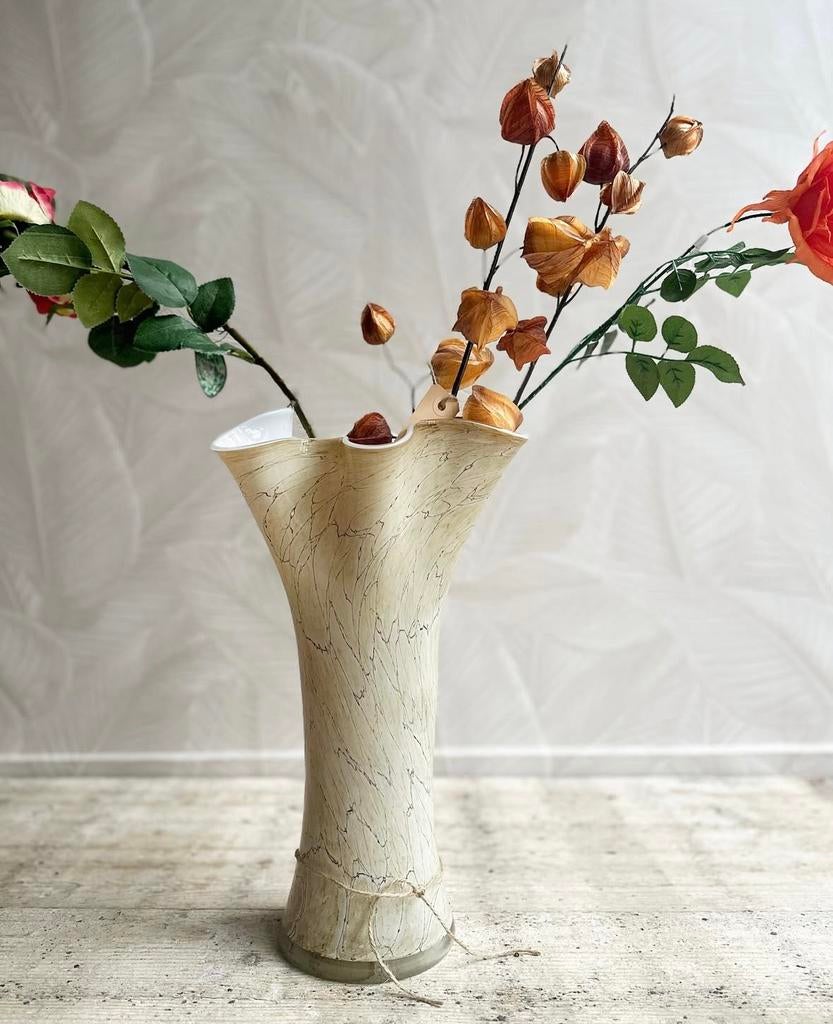 Vintage italiaanse handgeblazen zakdoekvaas Josefina Krosno, Overige kleuren, -, -, Ophalen of Verzenden