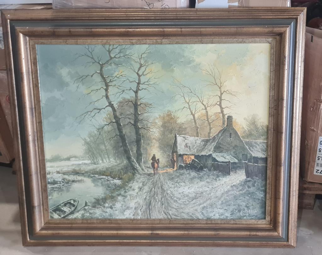 J. RAVEL prachtige grote schilderij 128×110, Ophalen of Verzenden