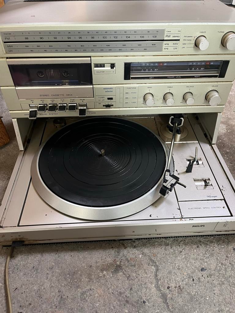 Philips stereo set met platenspeler en cassettedeck, Ophalen, Philips, Gebruikt, Cassettedeck