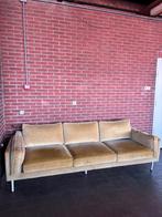 OKERGELE FLUWEEL 3-ZITSBANK, Ophalen, Gebruikt, Driepersoons, 75 tot 100 cm