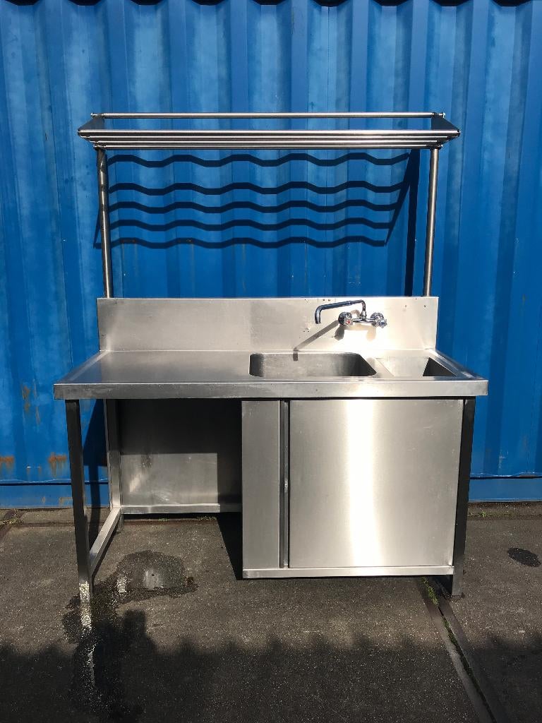 2x RVS complete Buitenkeuken unit/Spoelbak/Werktafel/hangrek, Tuin en Terras, Buitenkeukens, Ophalen, Gebruikt, Gas