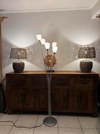 Staande lamp met 6 melkglas tulpen dimbaar, Ophalen, Zo goed als nieuw, Tijdloos, Metaal