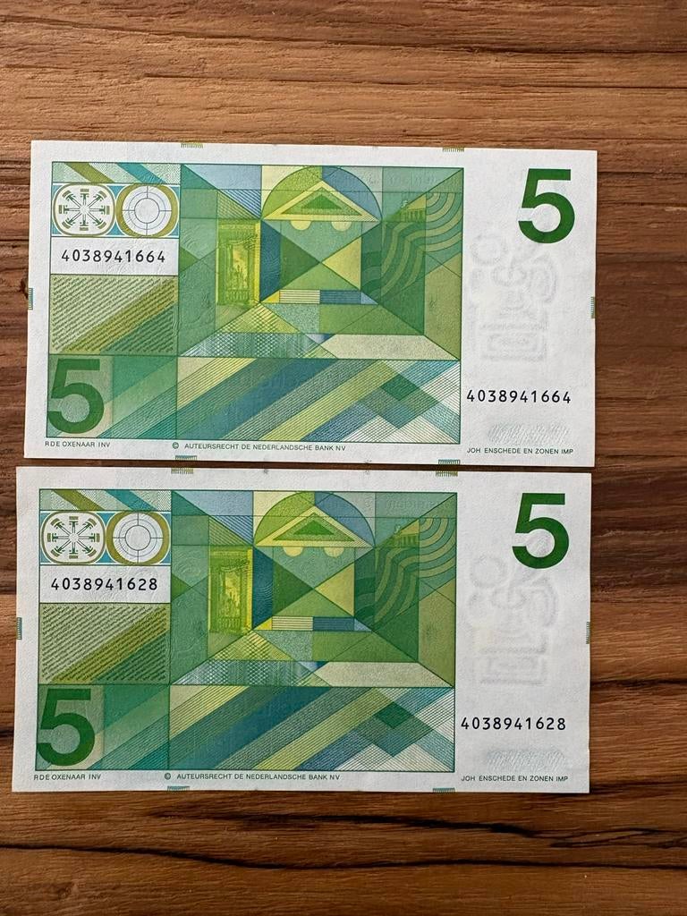 Set van 5 oude Nederlandse 5 gulden biljetten, Ophalen of Verzenden, 5 gulden, Setje
