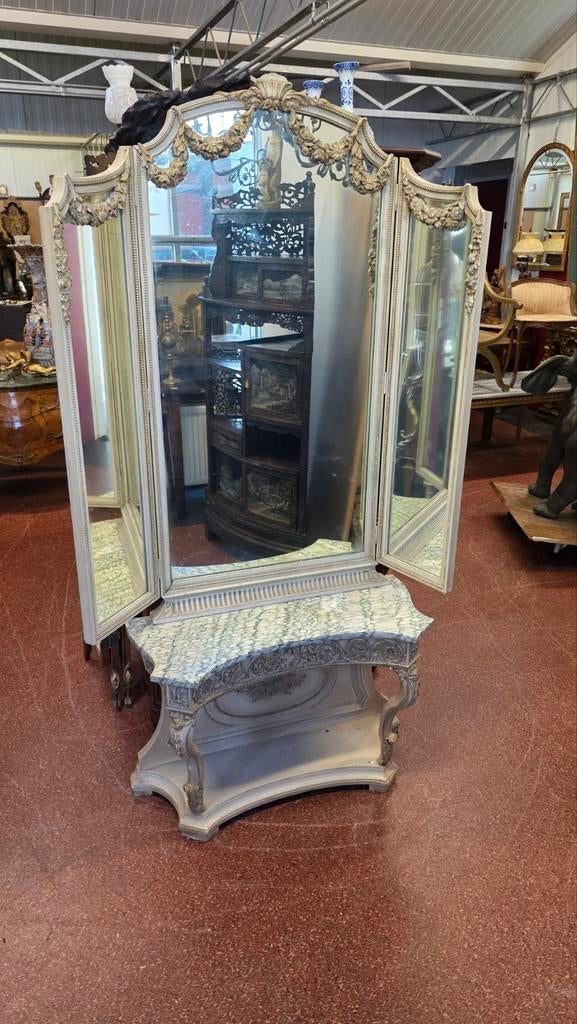 Antieke Franse Louis XVI Kaptafel, Ophalen, 100 tot 150 cm, 100 tot 150 cm