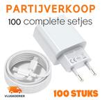 Partij 100 setjes - 20W Opladers + 2m USB-C Kabels, Ophalen of Verzenden, Nieuw, Apple iPhone