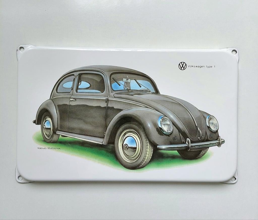 Emaille Bord Reclamebord VW Kever type 1 Volkswagen, Verzenden
