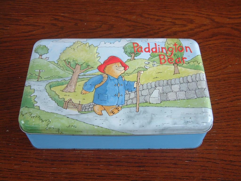 blik trommel Paddington Bear Douwe Egberts DE, Verzamelen, Blikken, Gebruikt, Overige, Douwe Egberts, Ophalen of Verzenden