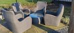 Wicker tuinset met 4 stoelen en ronde tafel, Tuin en Terras, Ophalen, 4 zitplaatsen, Gebruikt, Wicker