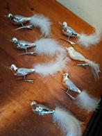 7 zilverkleurige vintage kerst vogeltjes op clip, Diversen, Kerst, Ophalen