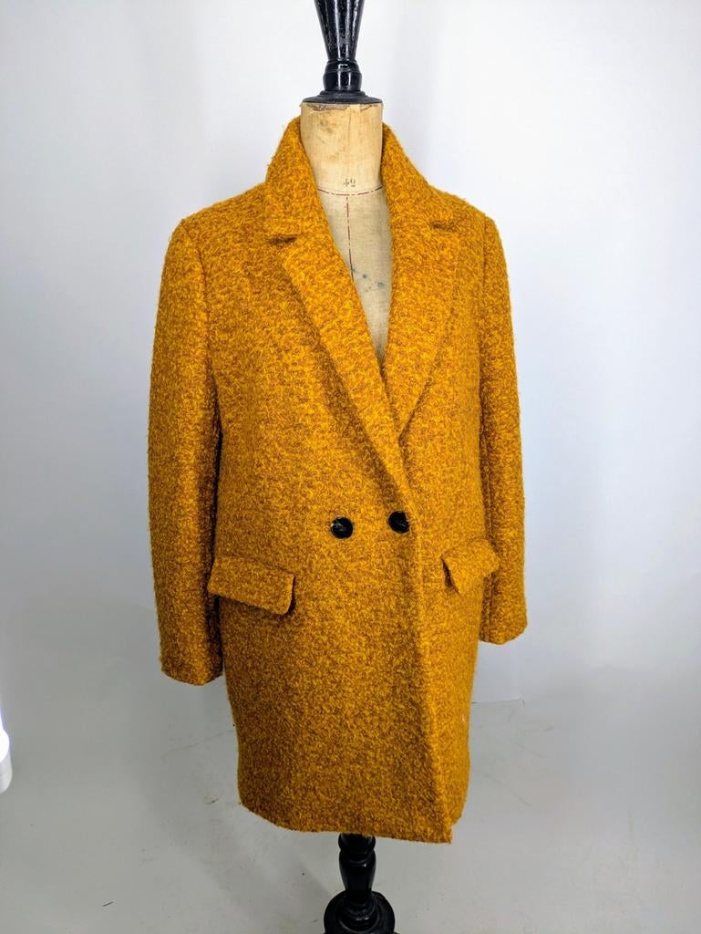 Okergele Bouclé Mantel - ONLY Newsophia lookalike, Kleding | Dames, ONLY A/S, Geel, Maat 42/44 (L), Ophalen of Verzenden