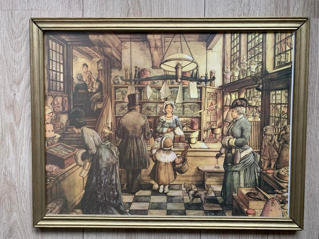 Anton Pieck Prenten: Bakkerij, Winkel & Wintertafereel, Ophalen of Verzenden