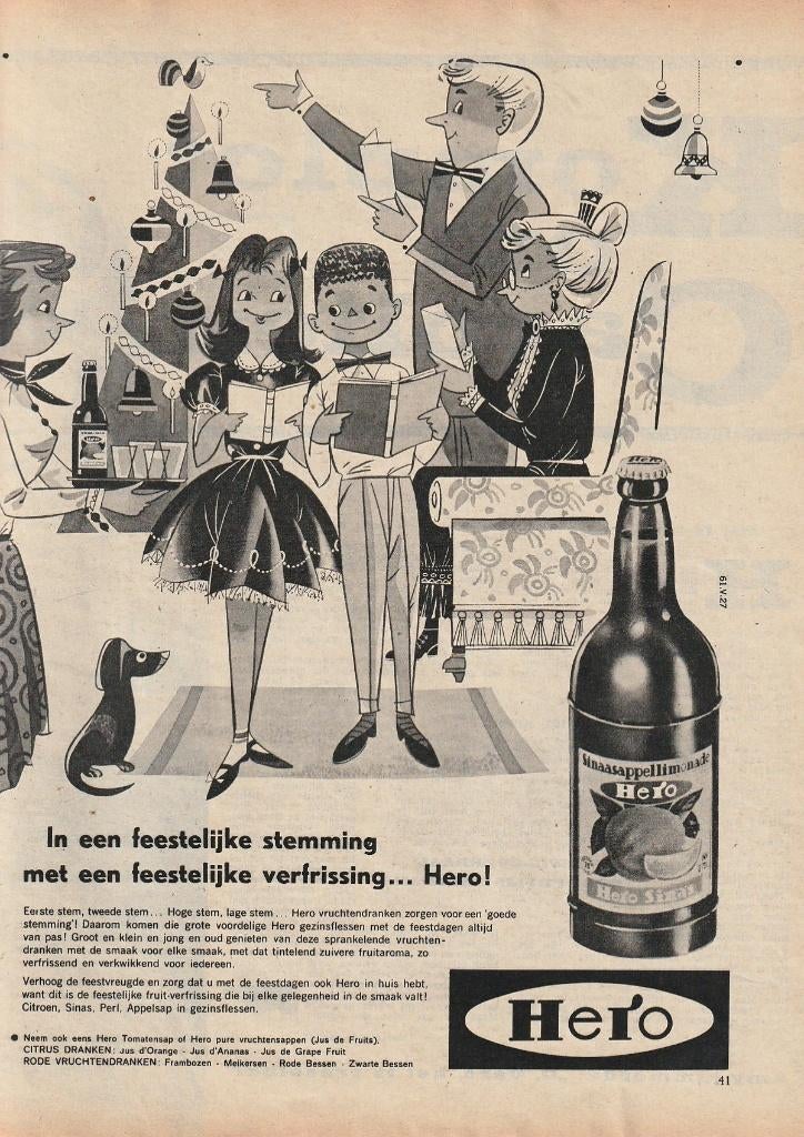 retro reclame 1961 Hero limonade bij de Kerstboom, Verzenden, Overige typen