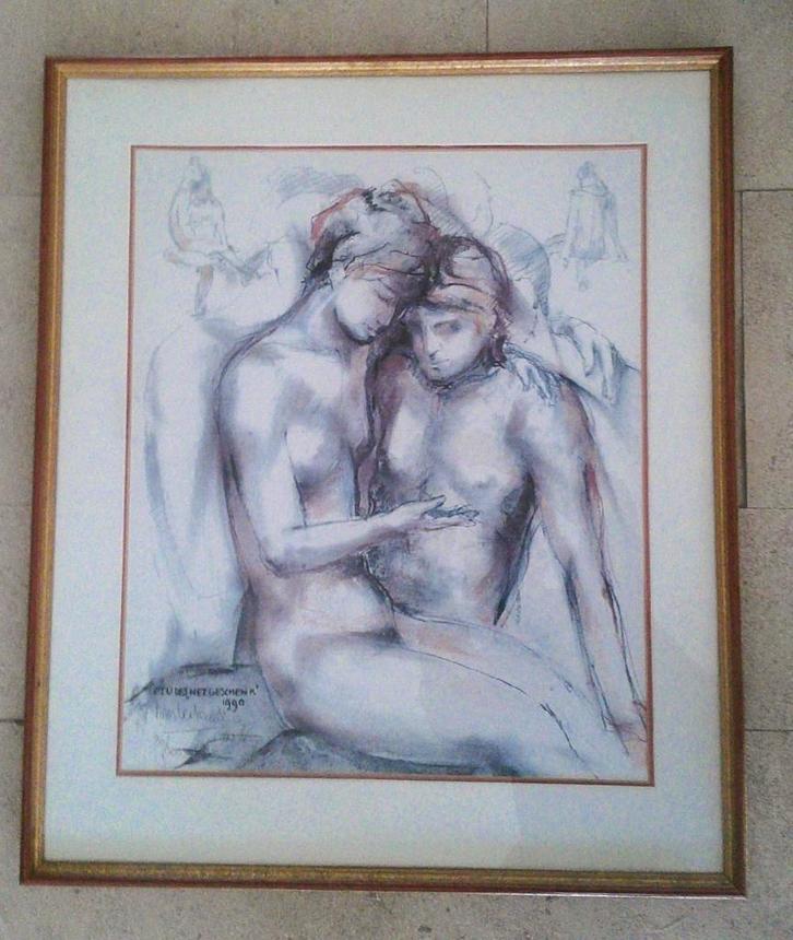 Kees Verkade (1941-2020) - Etudes "Het Geschenk" 1990, Antiek en Kunst, Kunst | Litho's en Zeefdrukken, Ophalen of Verzenden