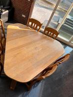 Driehoek eiken eettafel met 6 stoelen, Huis en Inrichting, Tafels | Eettafels, Ophalen, Gebruikt, 100 tot 150 cm, Eikenhout