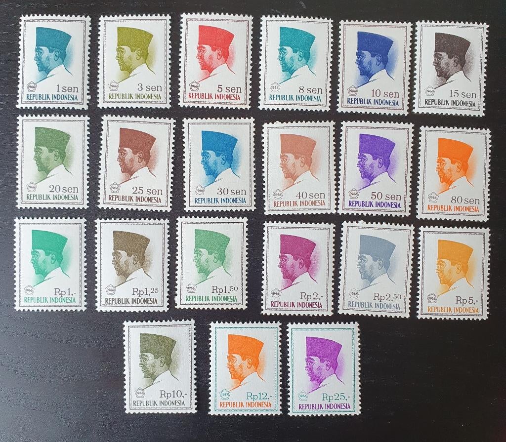 Indonesie 1966-1967 Soekarno Michel 516-535 + 583 postfris, Verzenden, Postfris, Zuidoost-Azië