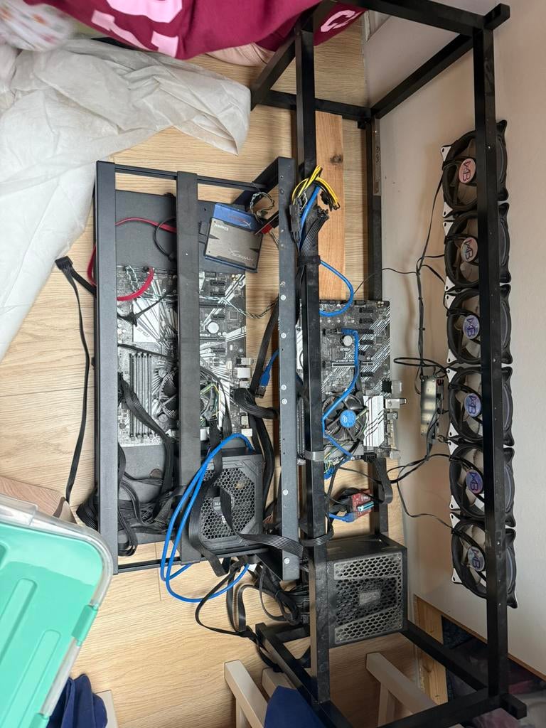 open testbench setup – 2x moederbord + PSU + frame, Computers en Software, Computerbehuizingen, Gebruikt, Ophalen