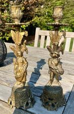 2 vintage kandelaars stel man vrouw boer boerin messin brons, Ophalen of Verzenden, Koper of Brons