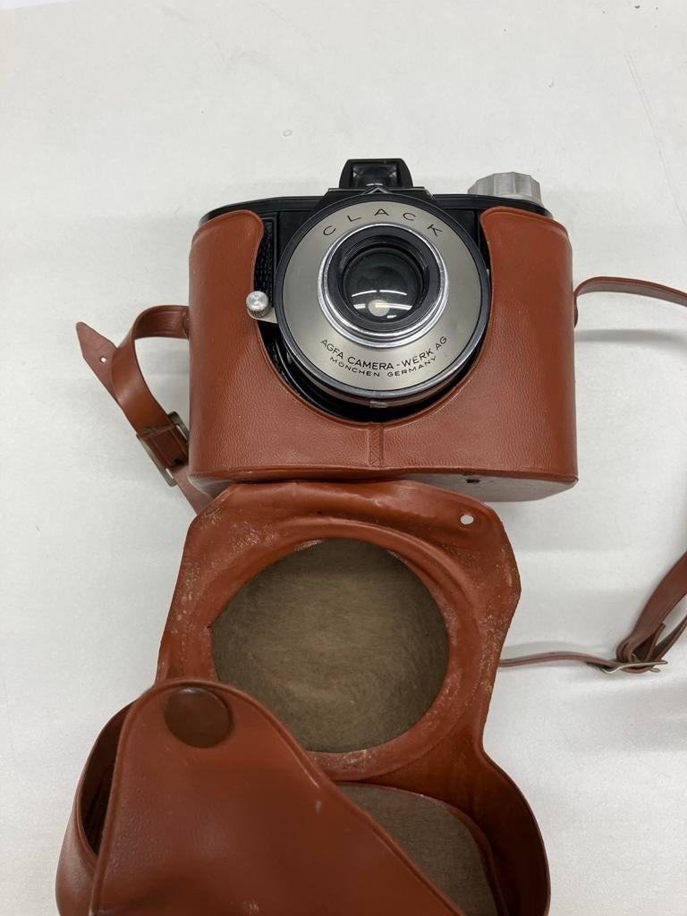 Vintage Agfa Clack Camera met lederen tas, Ophalen, Gebruikt, Compact