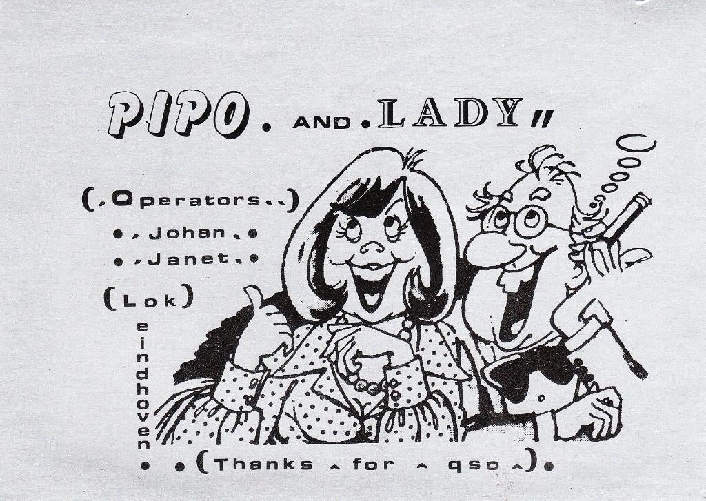 Eindhoven QSL kaart Pipo, Ophalen of Verzenden, 1980 tot heden, Ongelopen, Overige thema's