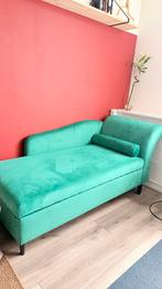 Fluweel Donkergroene Chaise Longue met Opbergruimte, Ophalen, Eenpersoons, Minder dan 75 cm, 150 tot 200 cm