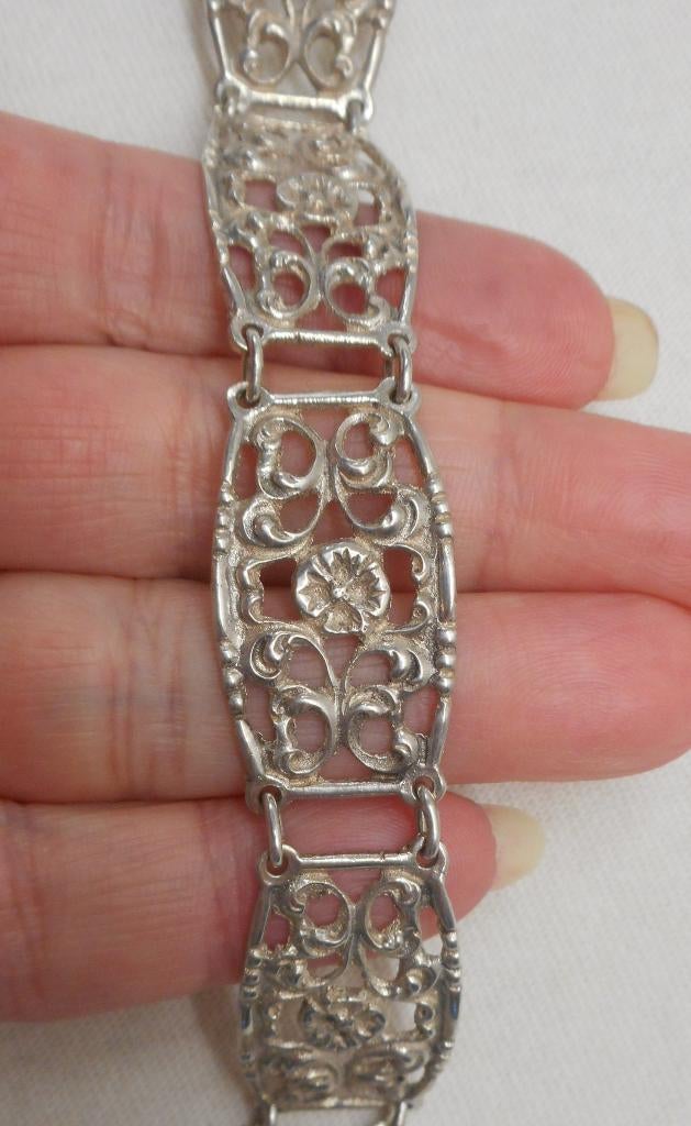 Zilveren mooie Art Nouveau armband gesigneerd nr.1389, Verzenden, Zilver, Armband