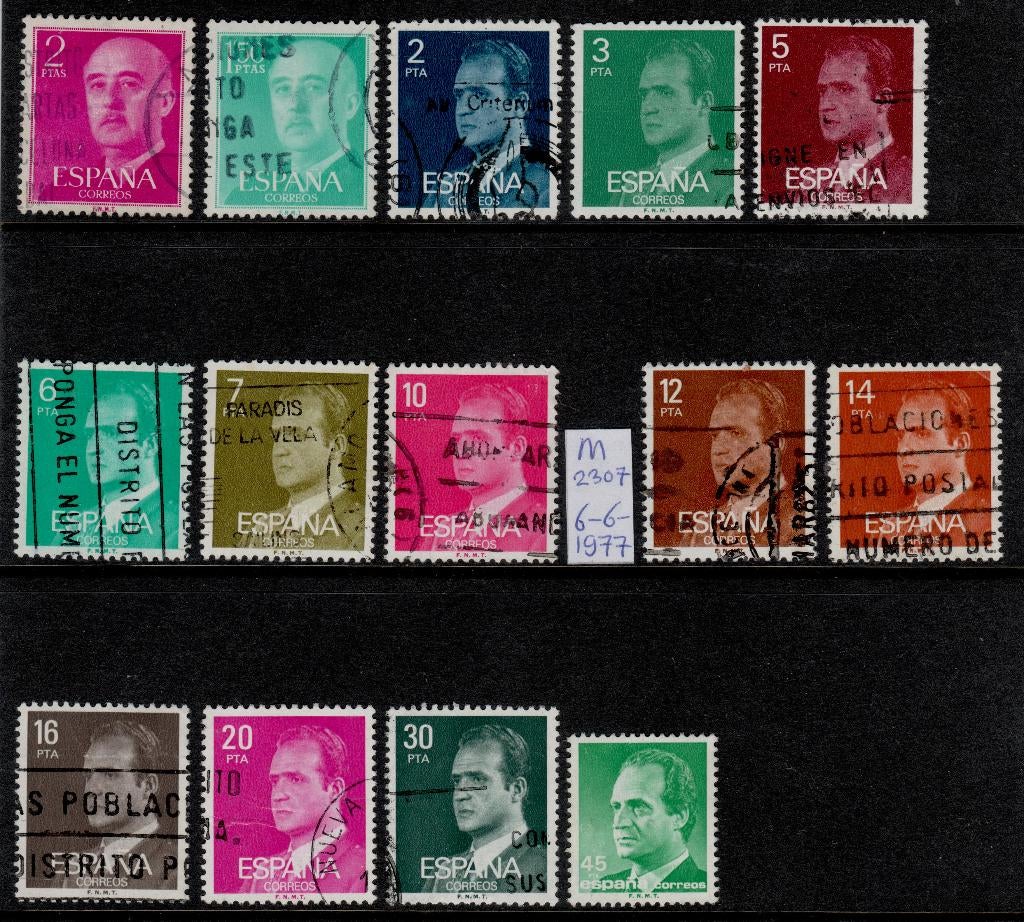 14 postzegels Spanje gestempeld (PZ 9), Ophalen of Verzenden, Gestempeld