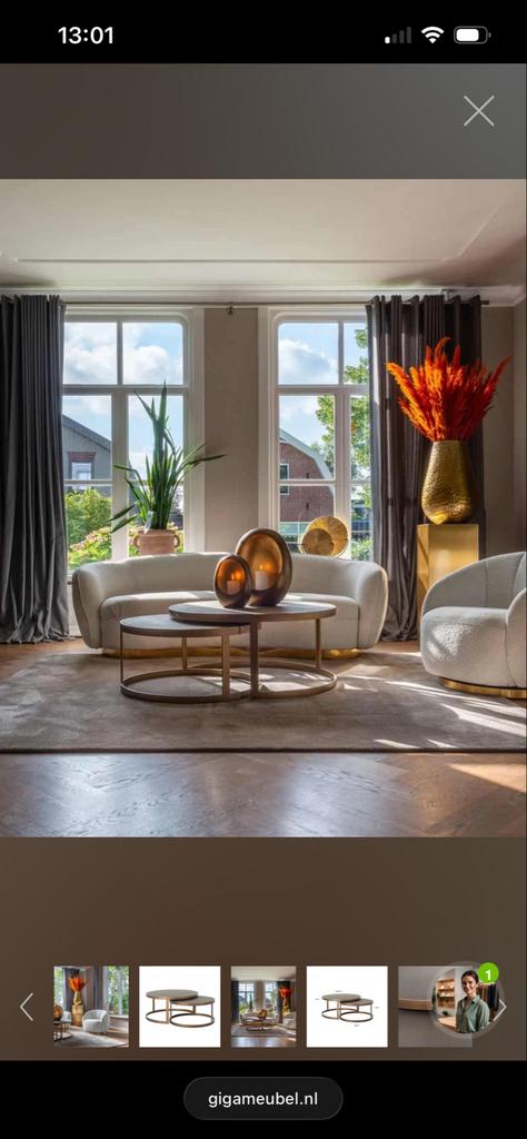 RICHMOND Bloomingville Salontafel (set van 2), Huis en Inrichting, Tafels | Salontafels, Ophalen, 50 tot 100 cm, Rond, Zo goed als nieuw