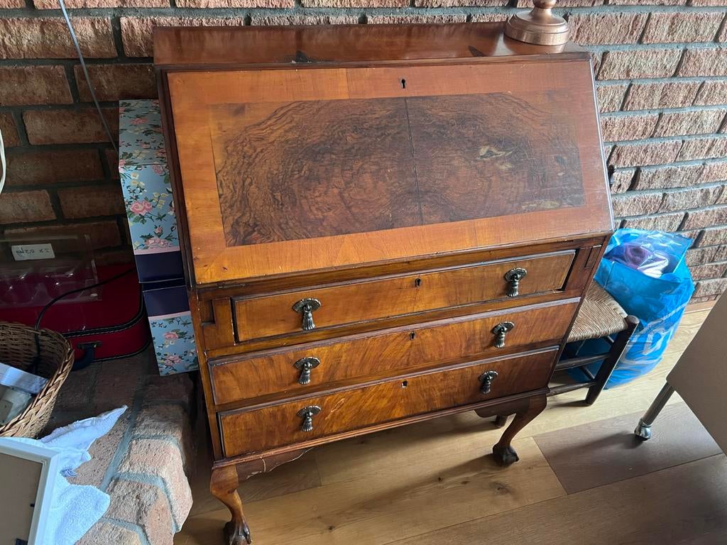 Antiek secretaire bureau met lades en opbergvakken, Antiek en Kunst, Ophalen of Verzenden