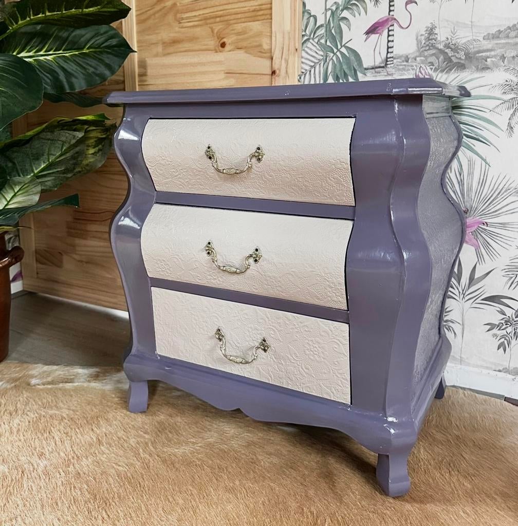 Kastje, buikkastje, gerestyled, paars / crème, Huis en Inrichting, Ophalen, Gebruikt, Vintage, 50 tot 100 cm