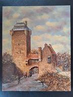 Winterlandschap met stadspoort (P. Guillaume), Antiek en Kunst, Ophalen of Verzenden