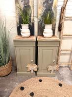 2 vintage nachtkastjes slaapkamer halkastje bijzettafels, Ophalen, Minder dan 50 cm, 1 of 2 laden, Zo goed als nieuw