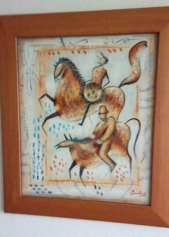 Mooi schilderij - Don Quichot - gesigneerd - in mooie lijst, Ophalen