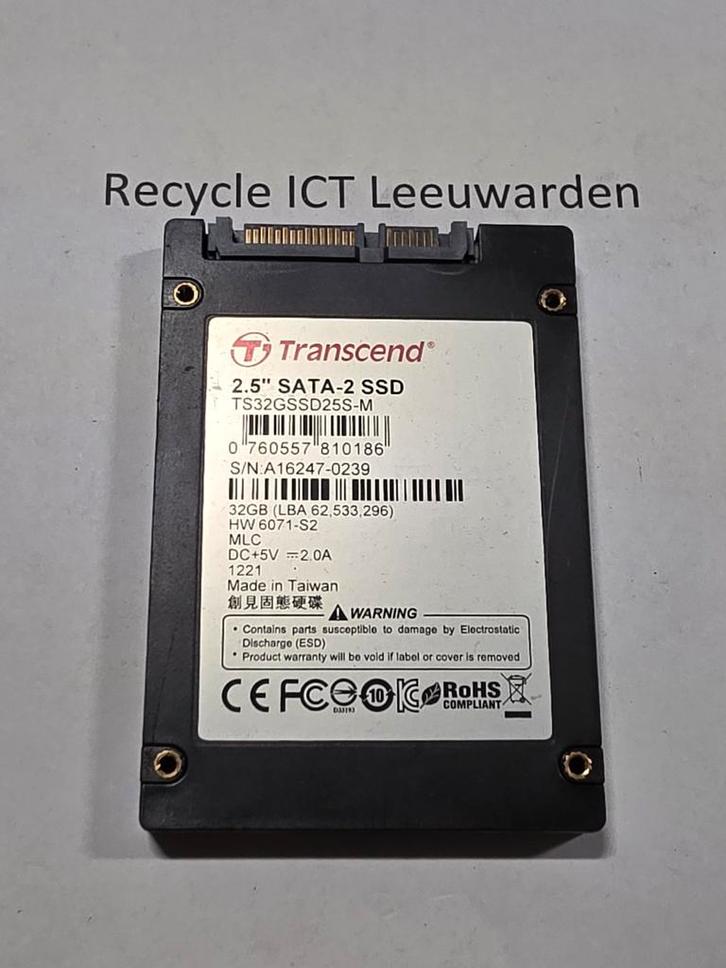 Transcend 32gb laptop ssd hdd hardeschijf, Computers en Software, Harde schijven, Gebruikt, Laptop, Intern, SSD, SATA, Ophalen of Verzenden