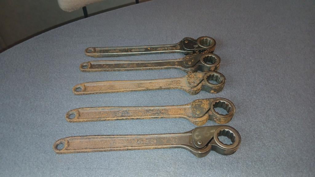 Set van 5 Gedore ratelsleutels te koop, Ophalen of Verzenden, Gebruikt