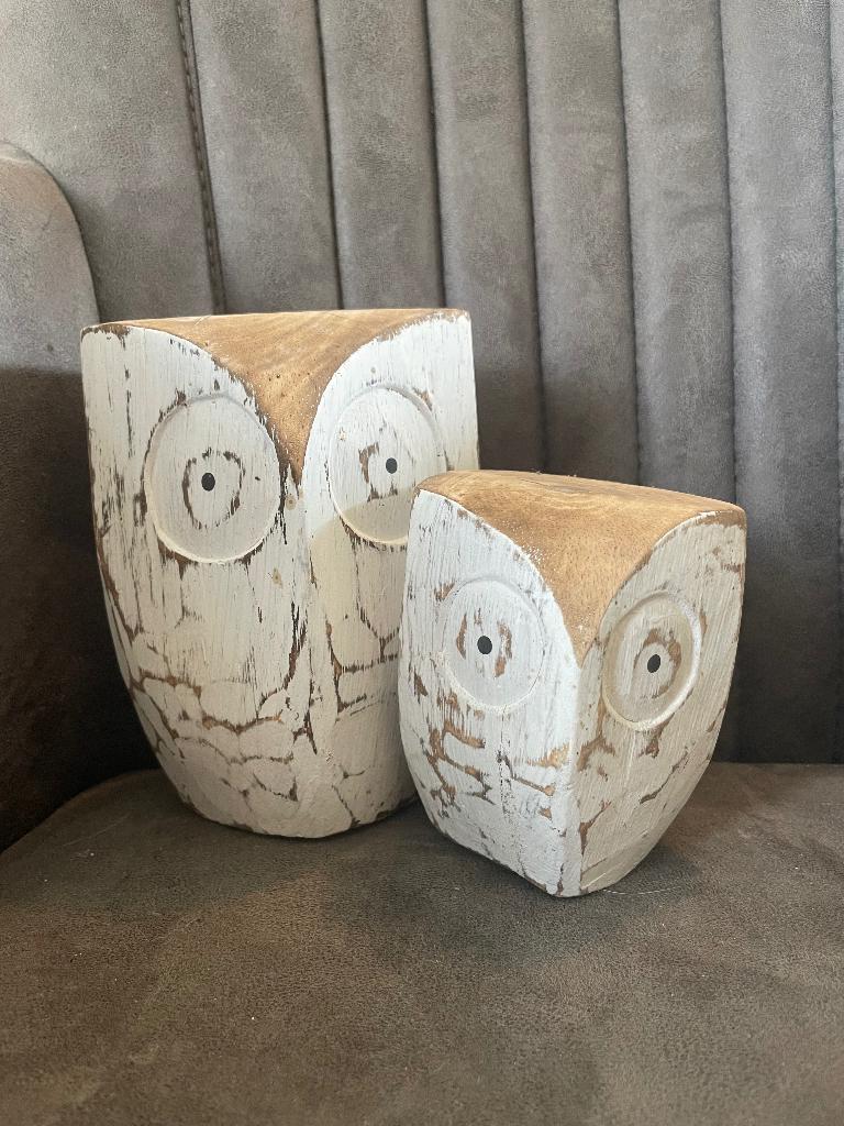 Set houten uilen – landelijke / Ibiza stijl decoratie, Ophalen of Verzenden, Nieuw